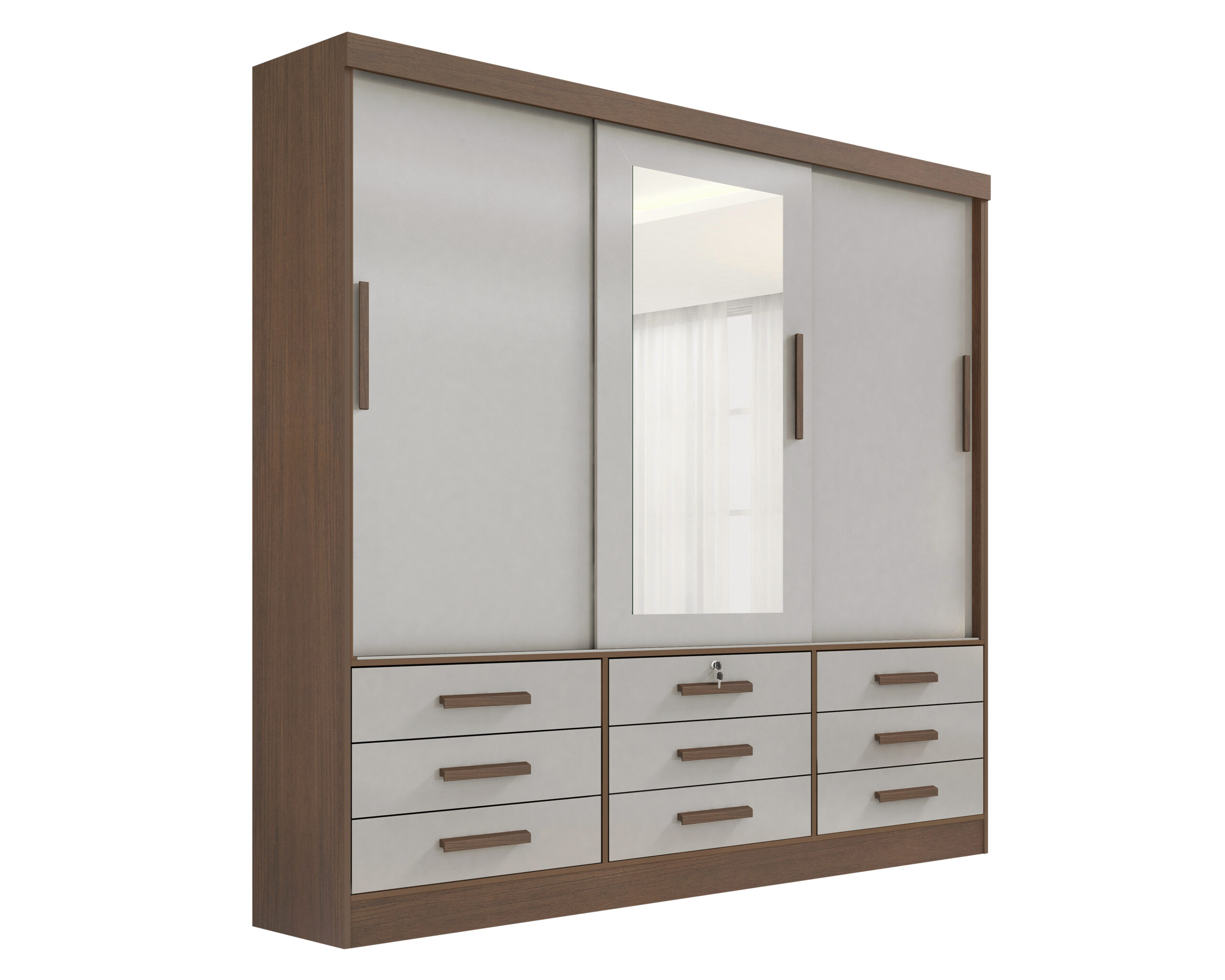 Guarda-roupa D'Doro Meridian 3 Portas — Castanho / Linho
