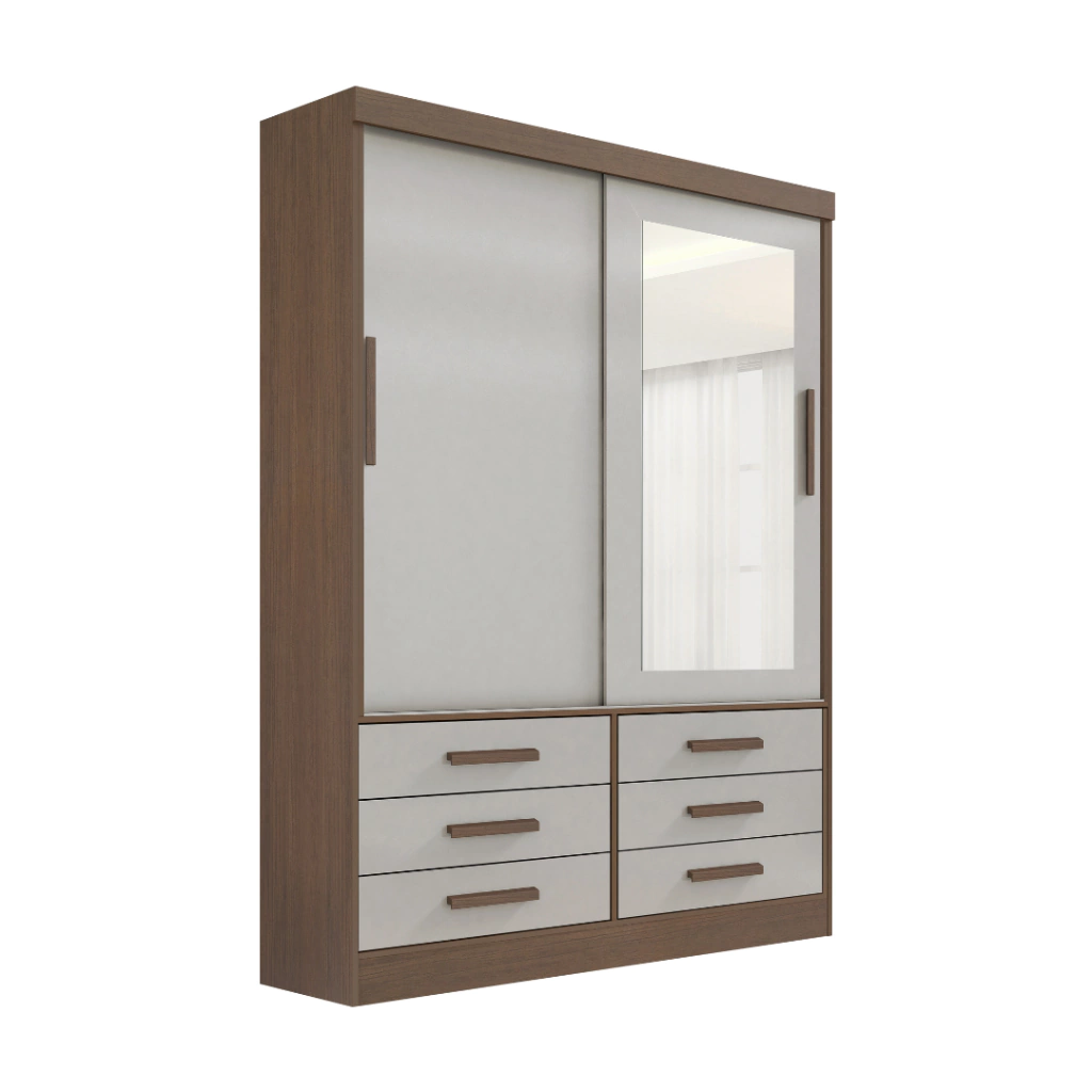 Guarda-roupa D'Doro Meridian 2 Portas — Castanho / Off-White