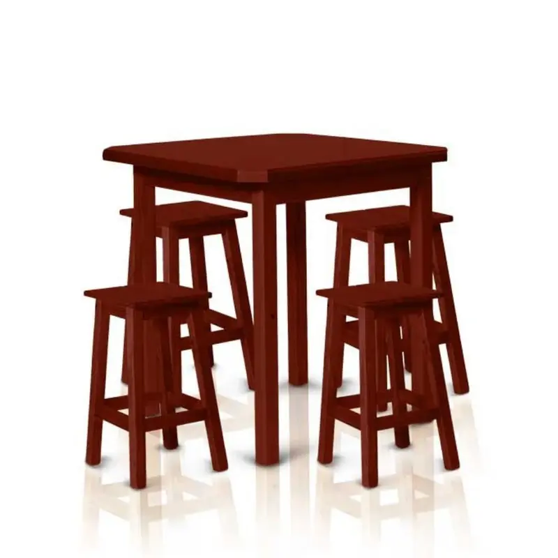 Conjunto de Mesa Bonafé 0,75x0,75 com 4 Banquetas — Mogno