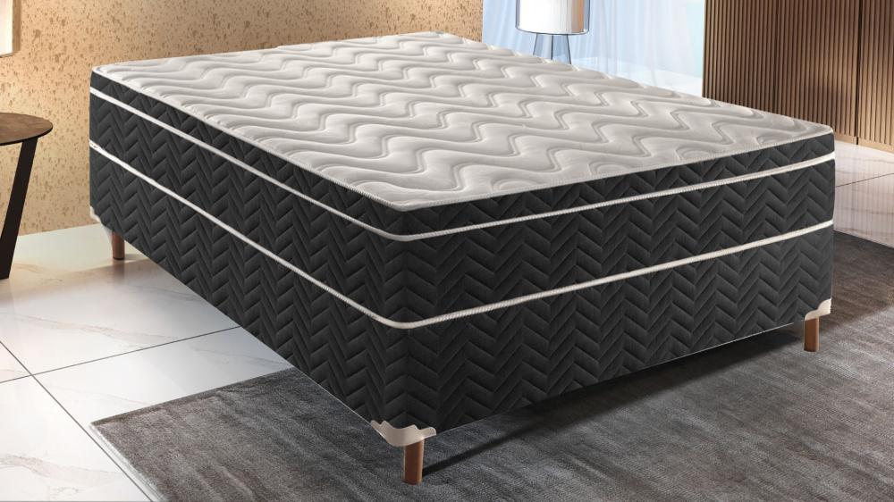 Cama de Casal Paropas Conjugada Sublime (mola) — Preto