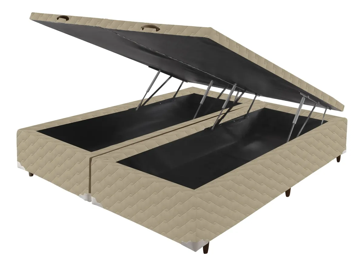 Cama Box Paropas Queen Baú — Bege