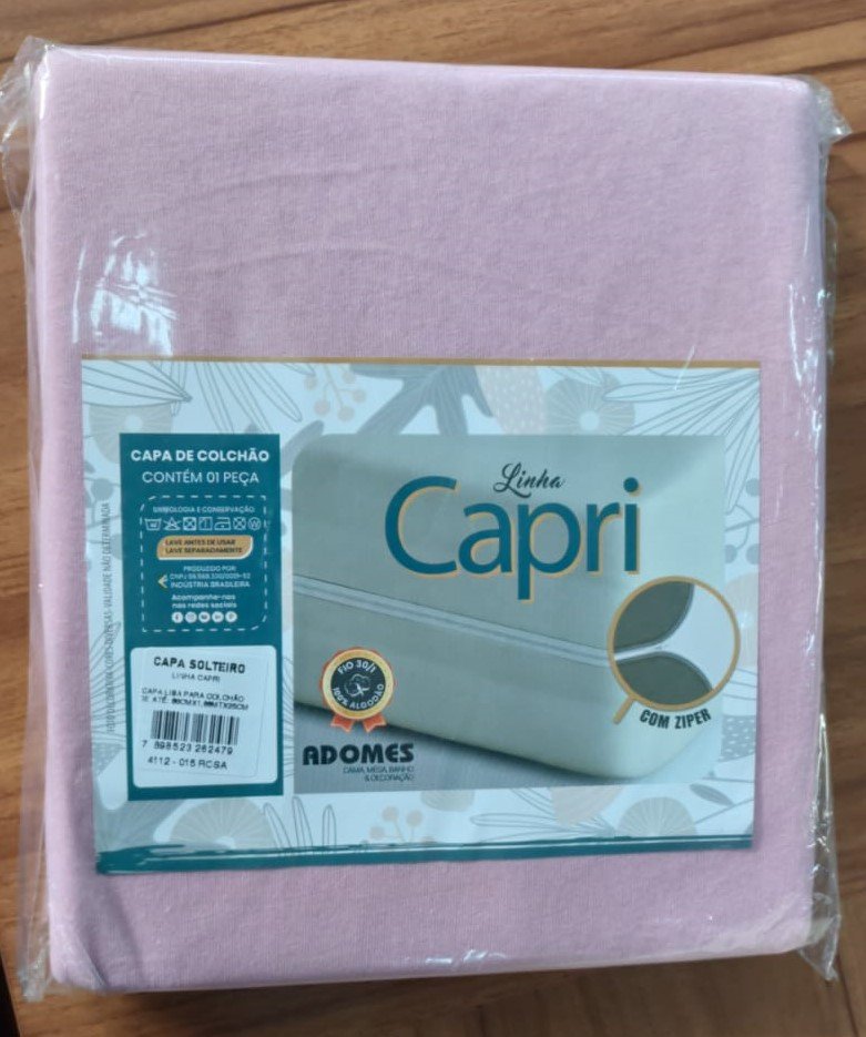 Capa de Colchão de Solteiro Adomes Capri Malha — Rosa