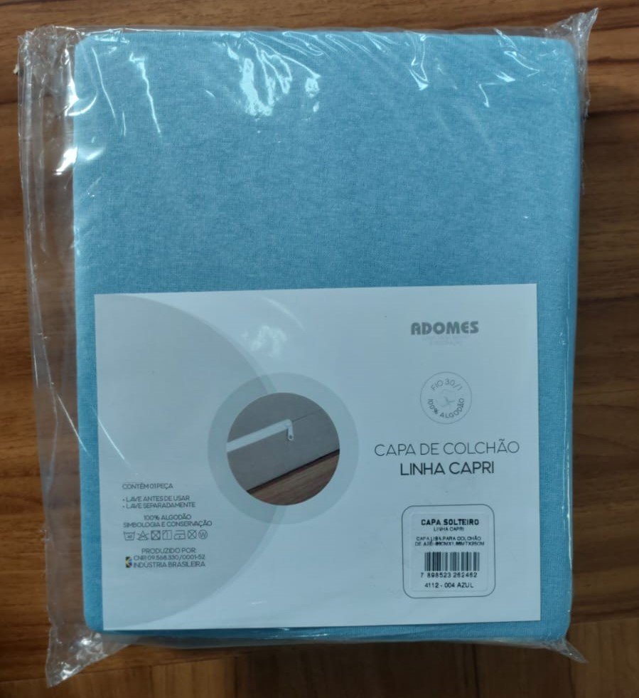Capa de Colchão de Solteiro Adomes Capri Malha — Azul