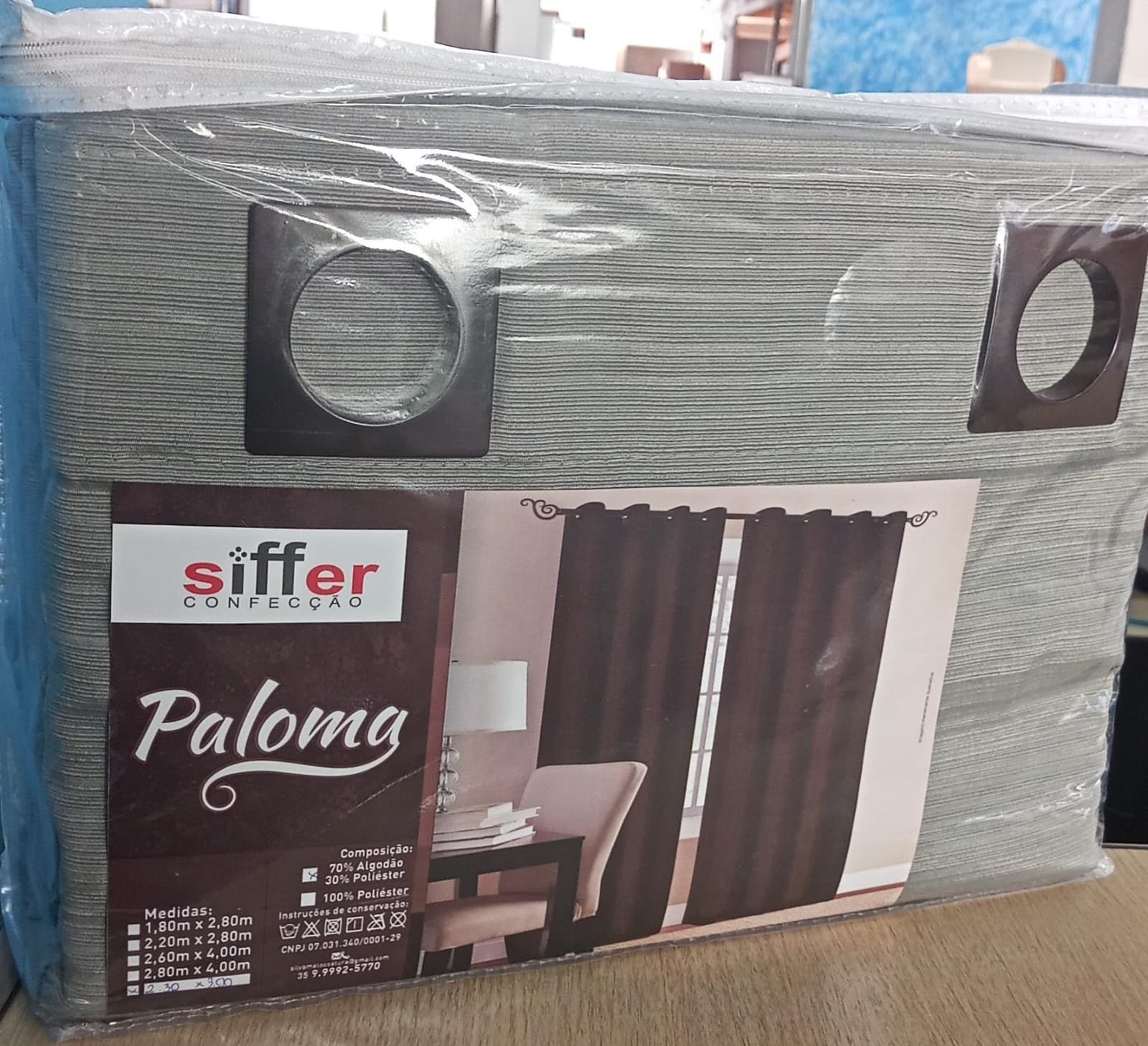 Cortina Siffer Paloma 2,30m x 2,80m Porta — Cinza