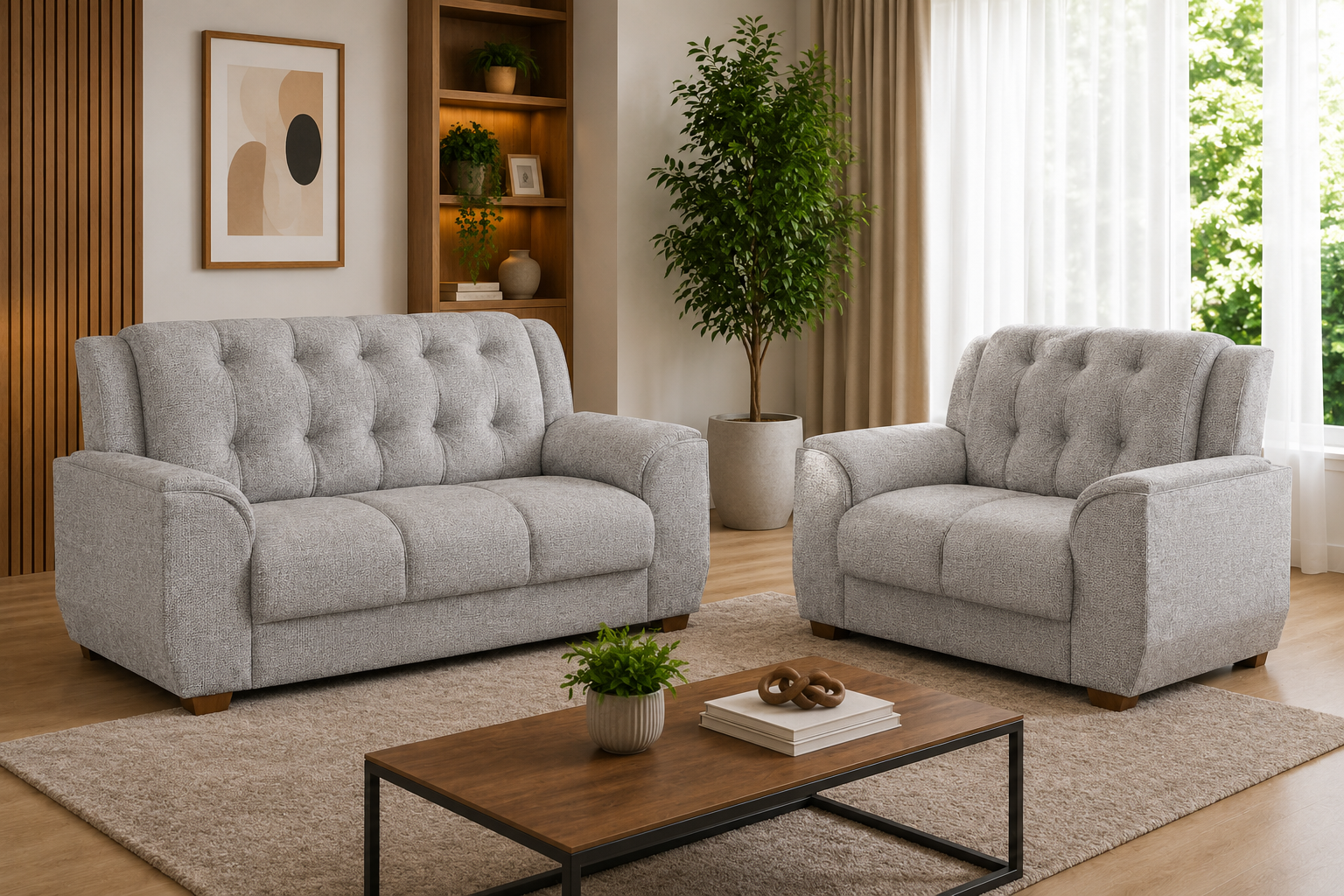 Conjunto de Sofá L&A Santiago 2 e 3 Lugares — Linho