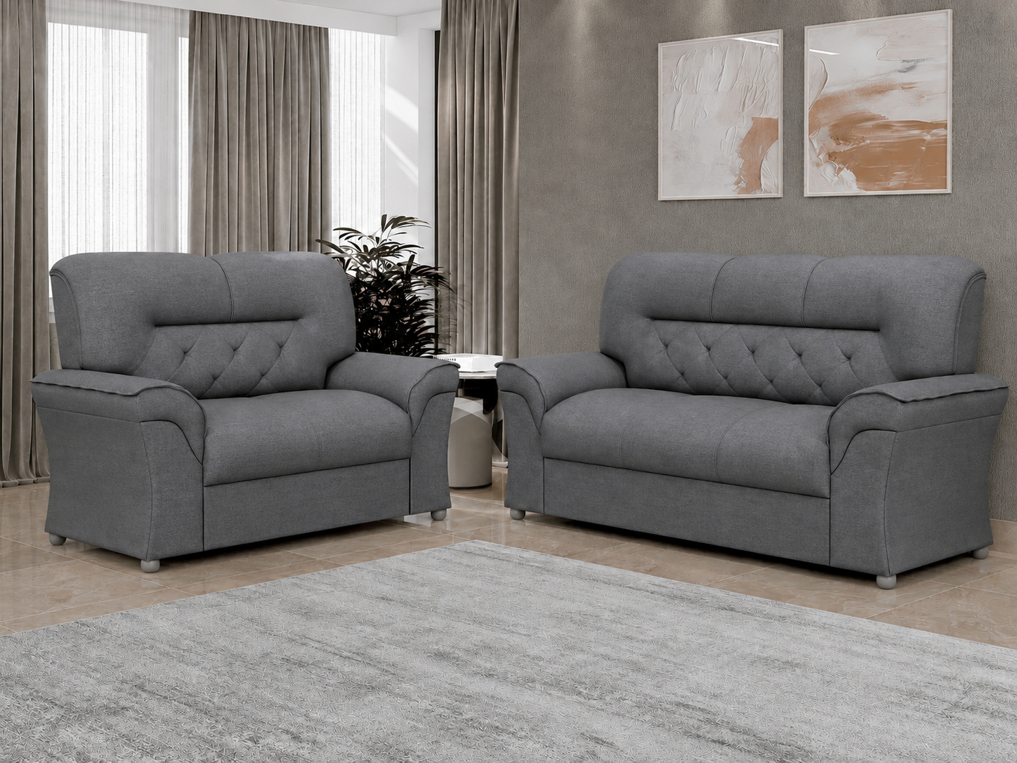Conjunto de Sofá 2 e 3 Lugares  Lufer 2084 Caeté — Suede