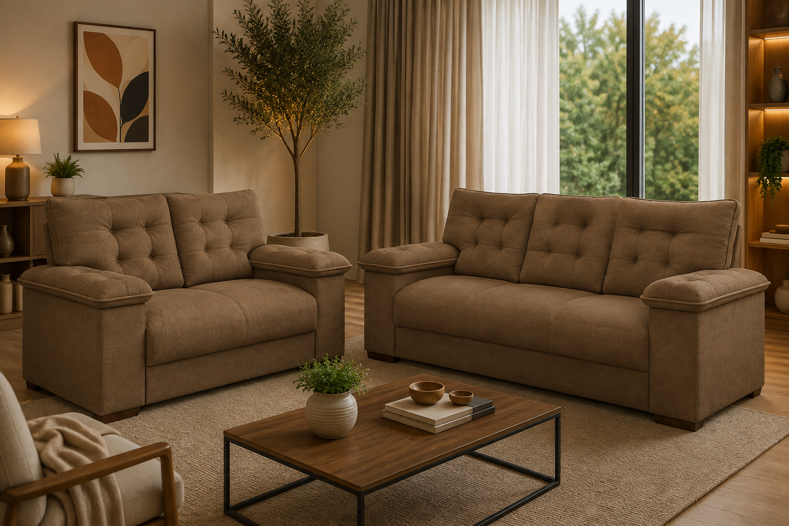 Conjunto de Sofá 2 e 3 Lugares Lufer 3040 Leblon — Suede