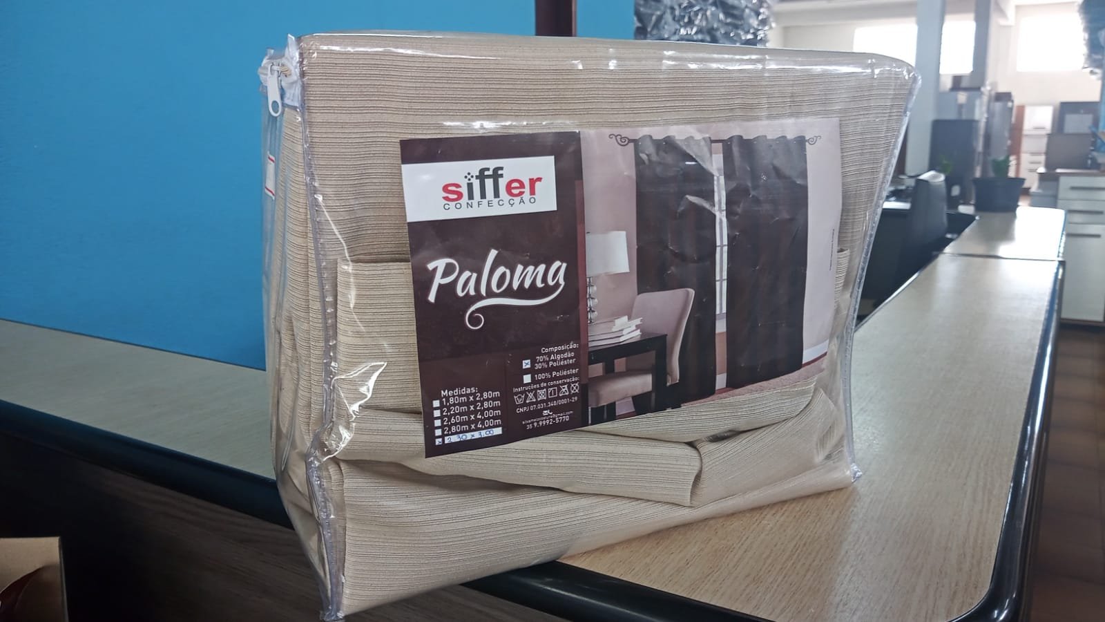 Cortina Siffer Paloma Tecido 2,30m x 3,00m Porta — Bege