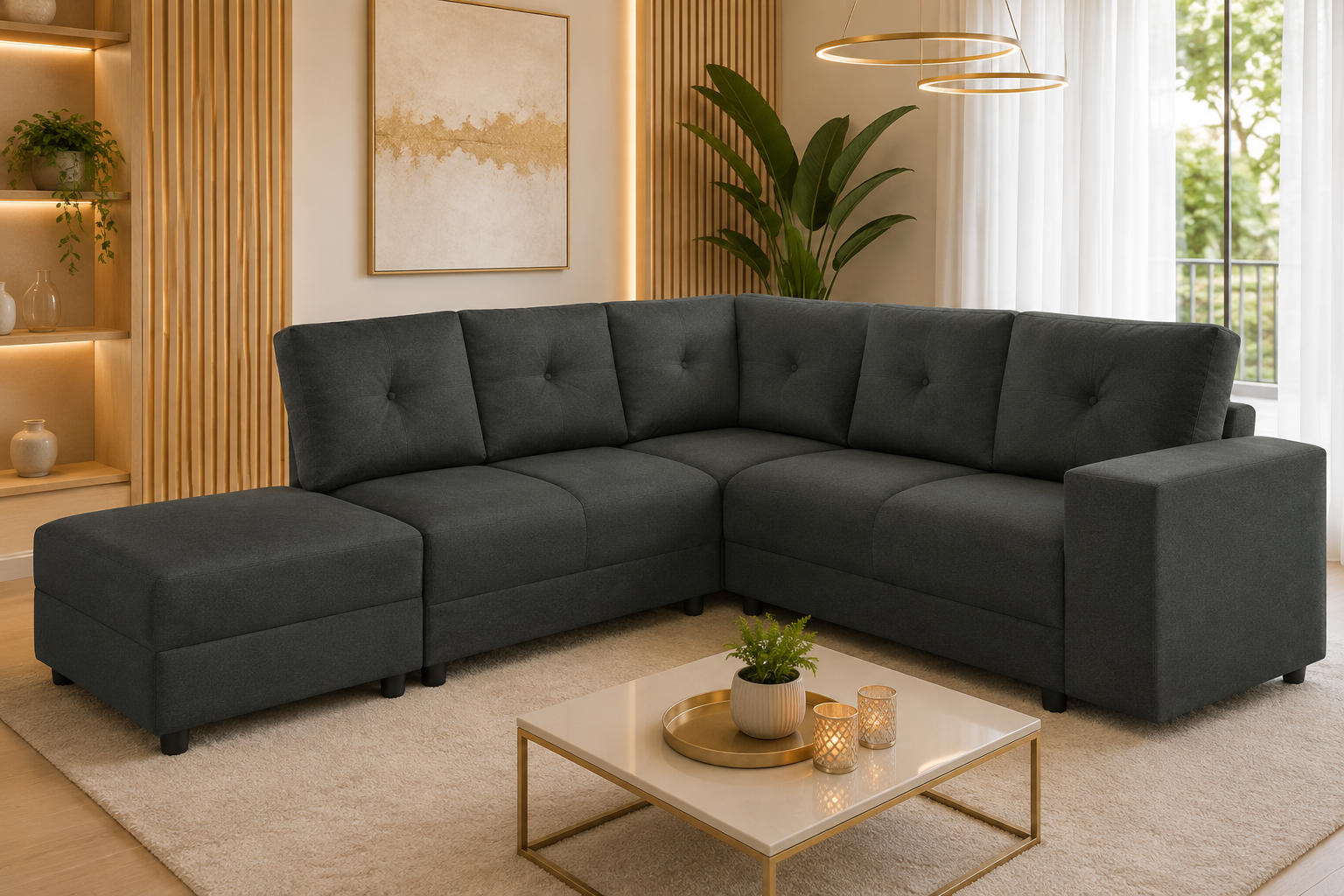 Conjunto de Sofá Quinestofados Londres Canto — Veludo